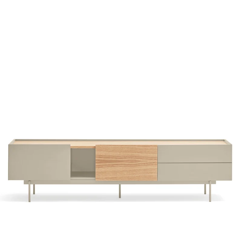 Mobile TV 2 ante 2 cassetti legno rovere e cashmere Otto 180x45 cm