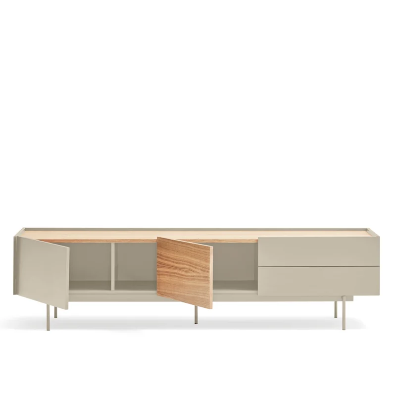 Mobile TV 2 ante 2 cassetti legno rovere e cashmere Otto 180x45 cm