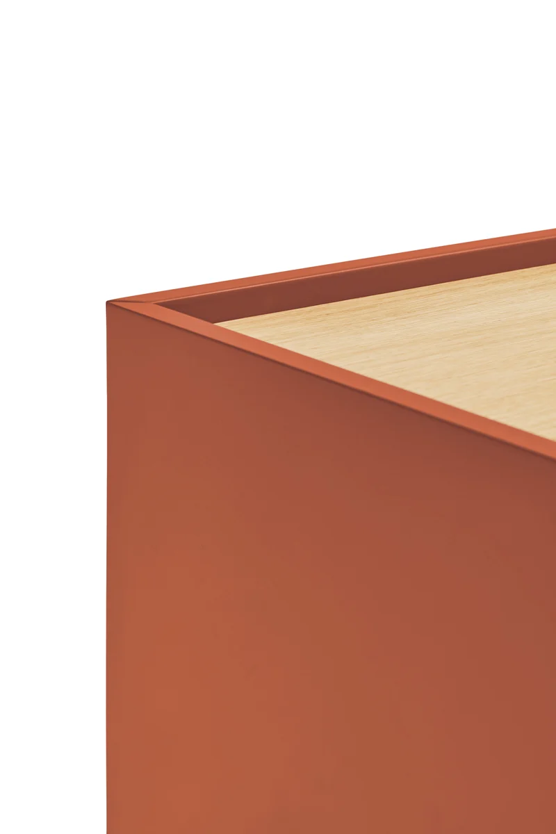 Mobile TV 2 ante 2 cassetti legno rovere e terracotta Otto 180x45 cm