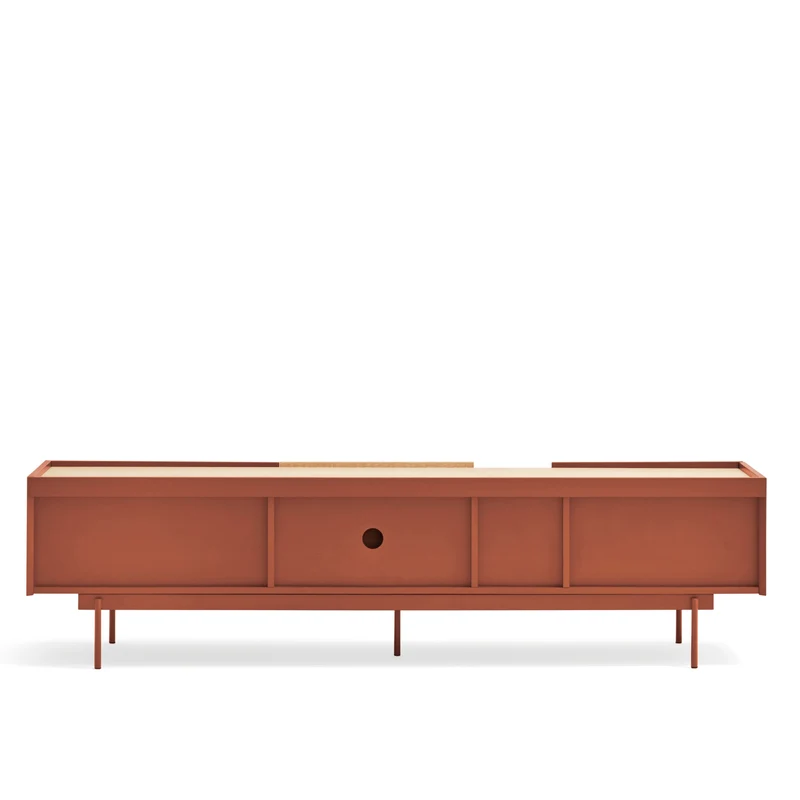 Mobile TV 2 ante 2 cassetti legno rovere e terracotta Otto 180x45 cm