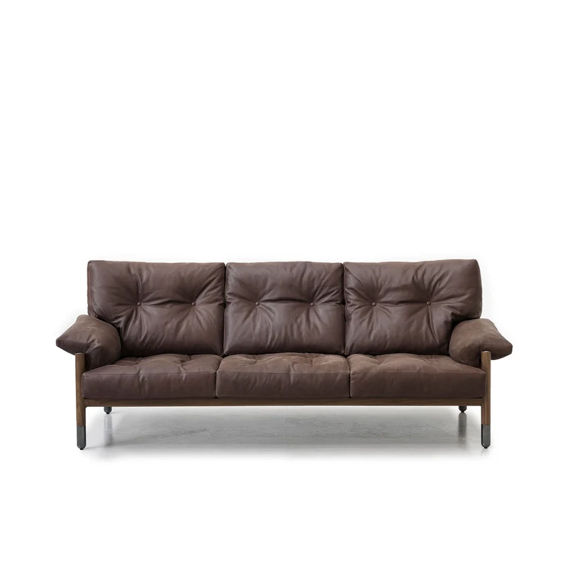 Leather Three-Seater Sofa SELLA by Carlo de Carli for Tacchini