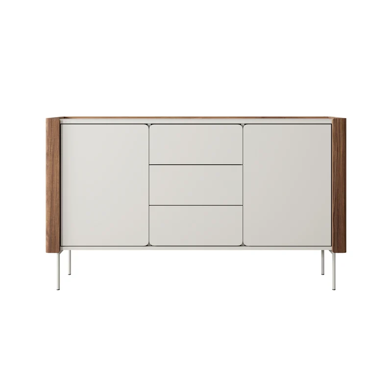 Madia 2 ante 3 cassetti in legno laminato noce e cashmere Lumia 141x82 cm
