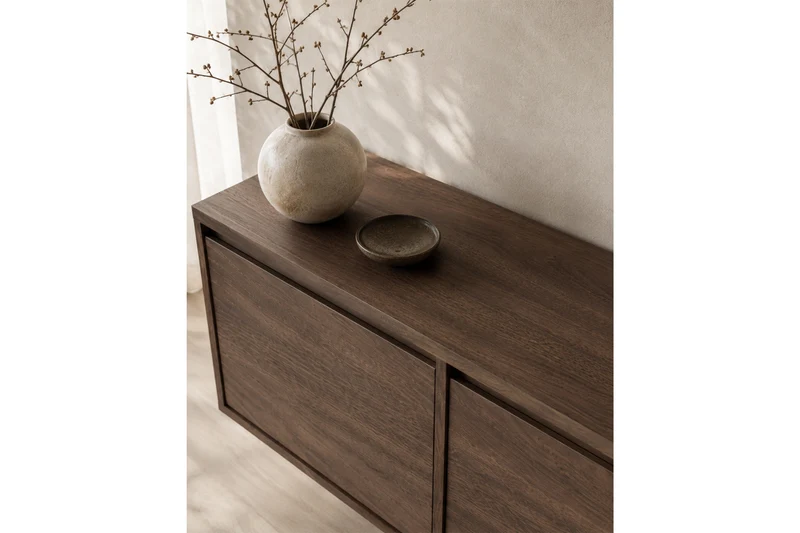 Mobile TV sospeso 4 ante in legno laminato Enha 180 x 39 cm