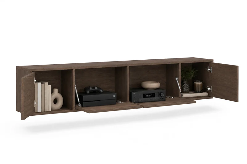 Mobile TV sospeso 4 ante in legno laminato Enha 180 x 39 cm