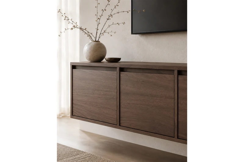 Mobile TV sospeso 4 ante in legno laminato Enha 180 x 39 cm
