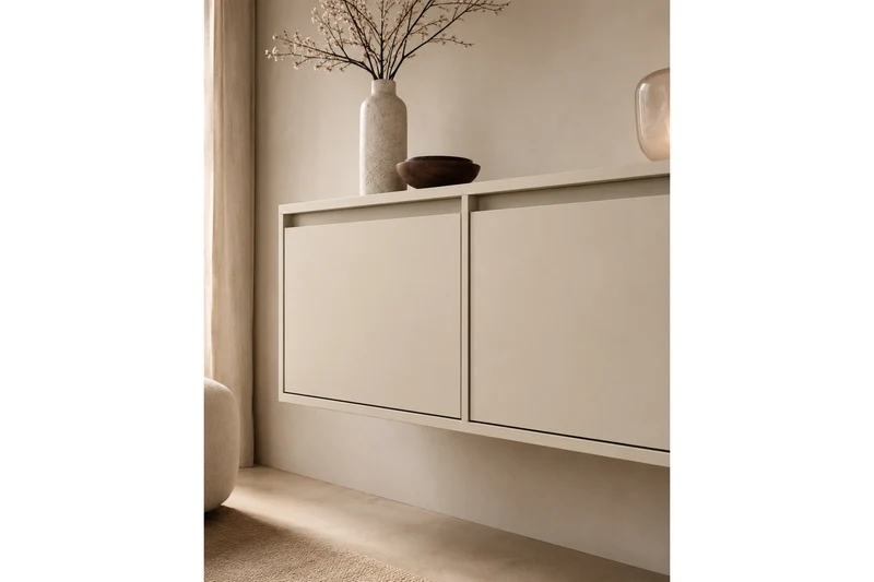 Mobile TV sospeso 4 ante in legno laminato Enha 180 x 39 cm