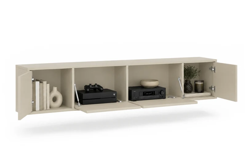 Mobile TV sospeso 4 ante in legno laminato Enha 180 x 39 cm