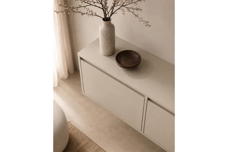 Mobile TV sospeso 4 ante in legno laminato Enha 180 x 39 cm