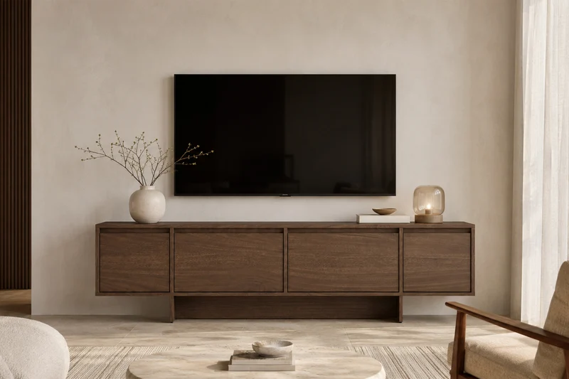 Mobile TV 4 ante in legno laminato Enha 180 x 39 cm