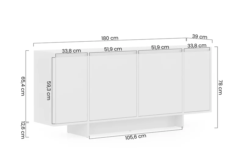 Madia 4 ante in legno laminato Enha 180 x 39 cm