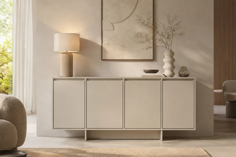 Madia 4 ante in legno laminato Enha 180 x 39 cm