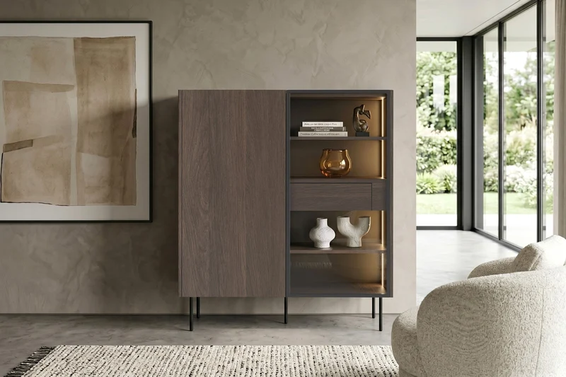 Credenza 2 ante e 2 cassetti con gambe in metallo Ohra 120 x 40 cm
