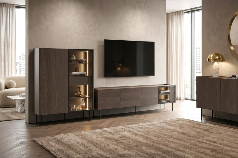 Mobile TV 4 ante con piede in metallo Ohra 220 x 40 cm