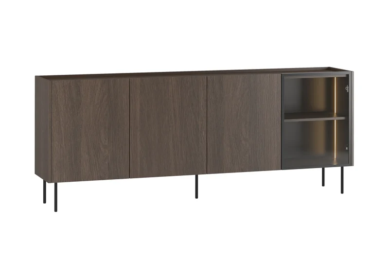 Madia 4 ante rovere con piede in metallo Ohra 220 x 40 cm