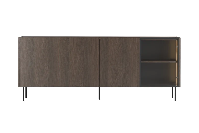 Madia 4 ante rovere con piede in metallo Ohra 220 x 40 cm