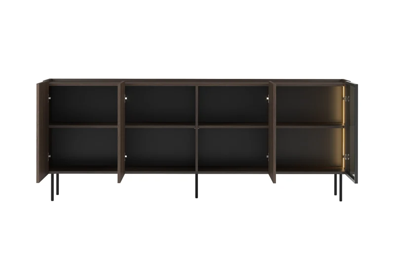 Madia 4 ante rovere con piede in metallo Ohra 220 x 40 cm