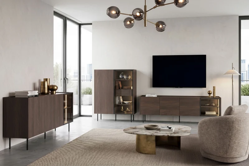 Madia 4 ante rovere con piede in metallo Ohra 220 x 40 cm