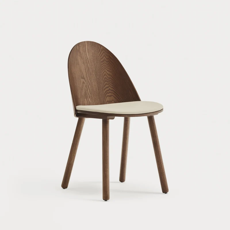 Set 2 sedie legno e tessuto beige Uma