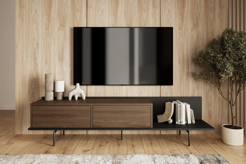 Mobile TV 2 ante piede in metallo Zoa 200 x 47 cm