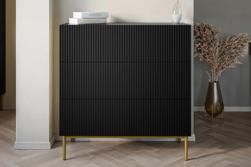 Cassettiera 3 cassetti con piede in metallo Nicole 100x105 cm