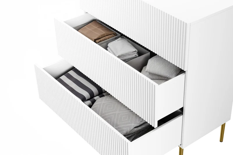 Cassettiera 3 cassetti con piede in metallo Nicole 100x105 cm