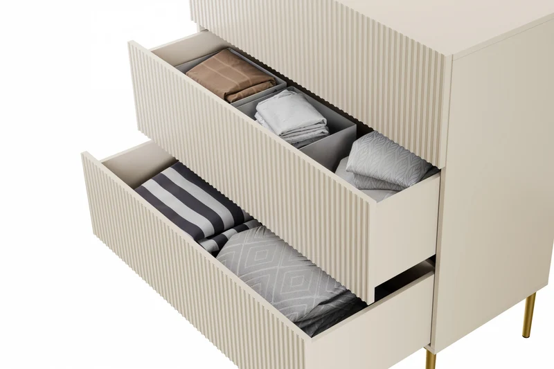 Cassettiera 3 cassetti con piede in metallo Nicole 100x105 cm
