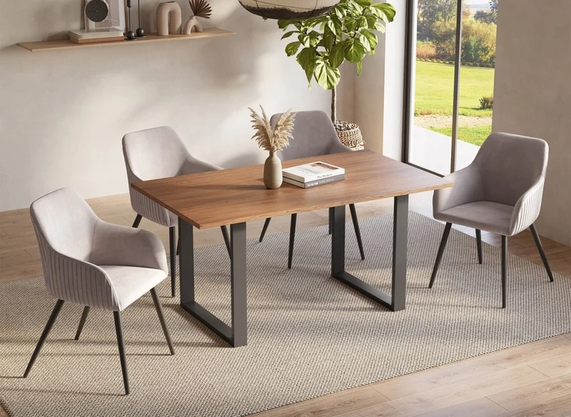 Tavolo da pranzo rettangolare color rovere LINE