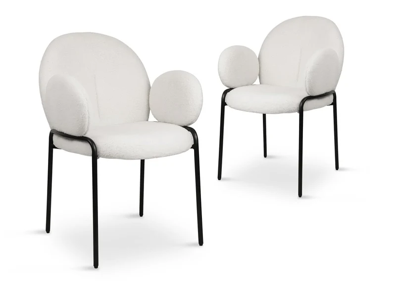 Set di 2 poltrone di design con braccioli in tessuto spugna bianco BENTA