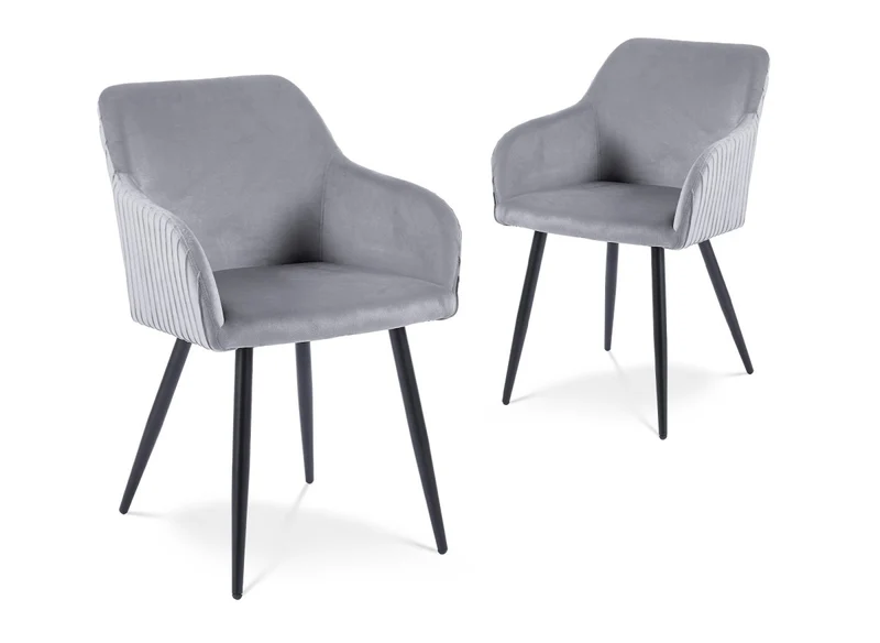 Set di 2 sedie in velluto grigio con gambe in metallo nero DEVOR