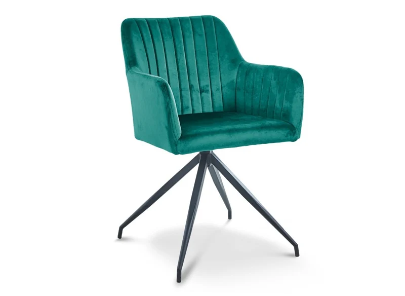 Set di 2 sedie in velluto verde con gambe in metallo nero RATUS