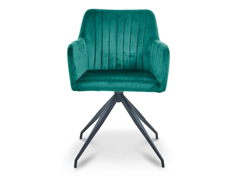 Set di 2 sedie in velluto verde con gambe in metallo nero RATUS