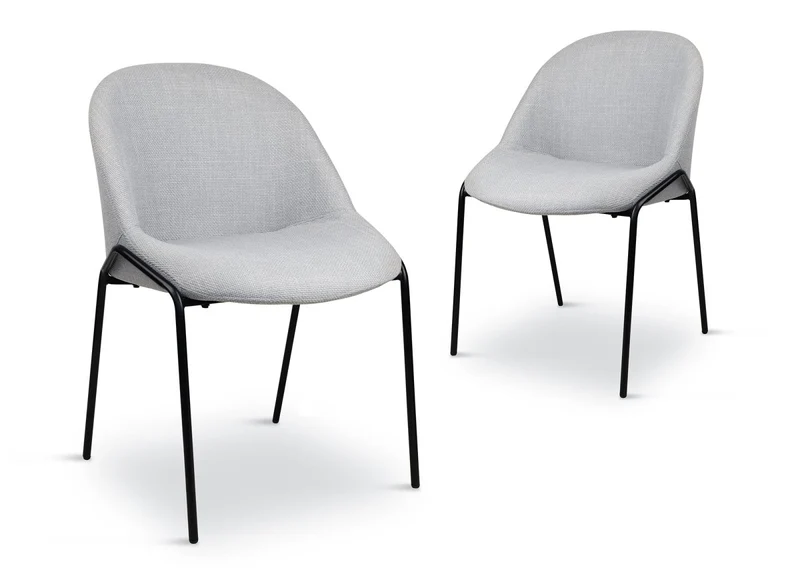Set di 2 sedie di design in tessuto di lino grigio ZAYA