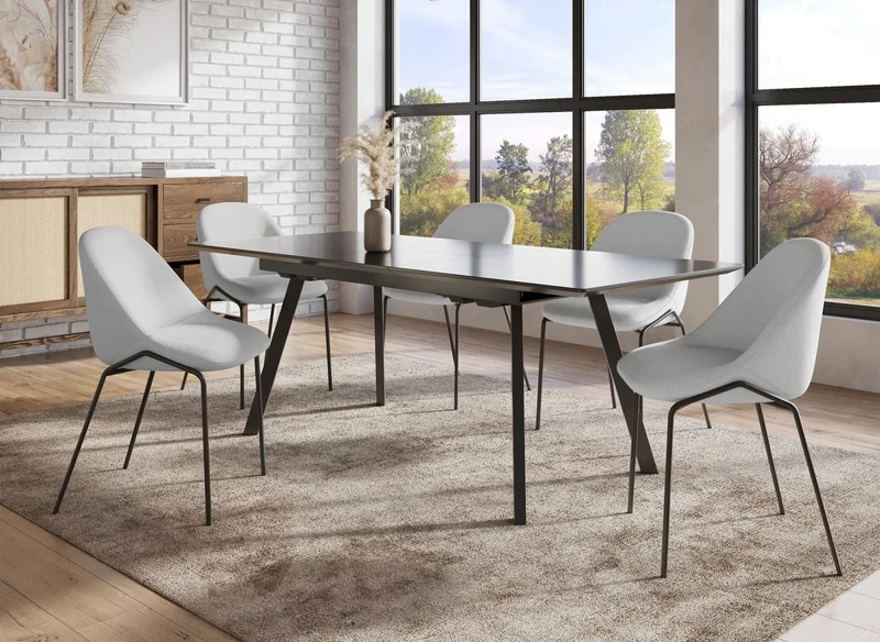Set di 2 sedie di design in tessuto di lino grigio ZAYA