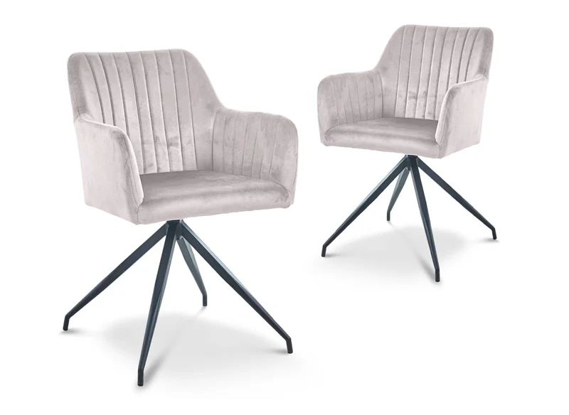 Set di 2 sedie in velluto beige con gambe in metallo nero RATUS
