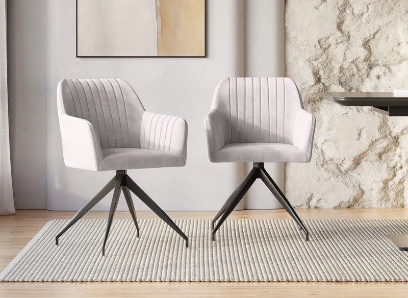 Set di 2 sedie in velluto beige con gambe in metallo nero RATUS