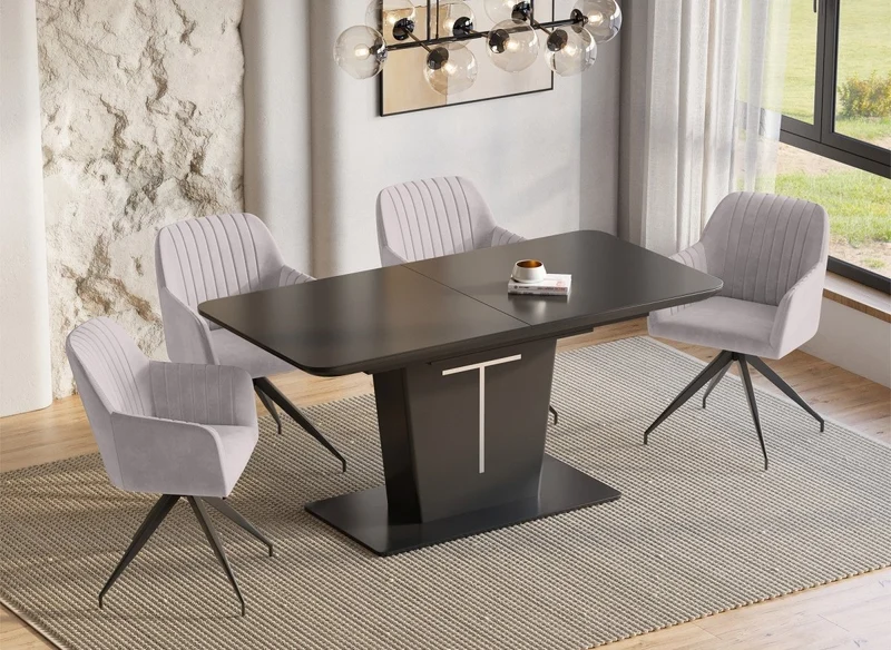 Set di 2 sedie in velluto beige con gambe in metallo nero RATUS