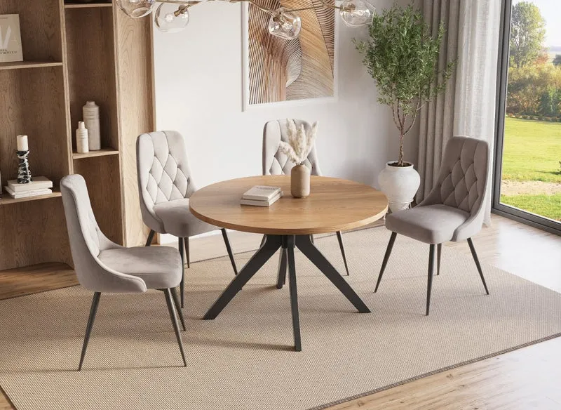 Tavolo da pranzo rotondo di design color rovere NOVEA
