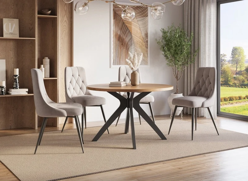 Tavolo da pranzo rotondo di design color rovere NOVEA