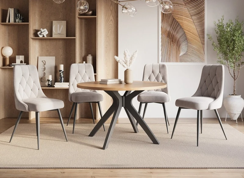 Tavolo da pranzo rotondo di design color rovere NOVEA