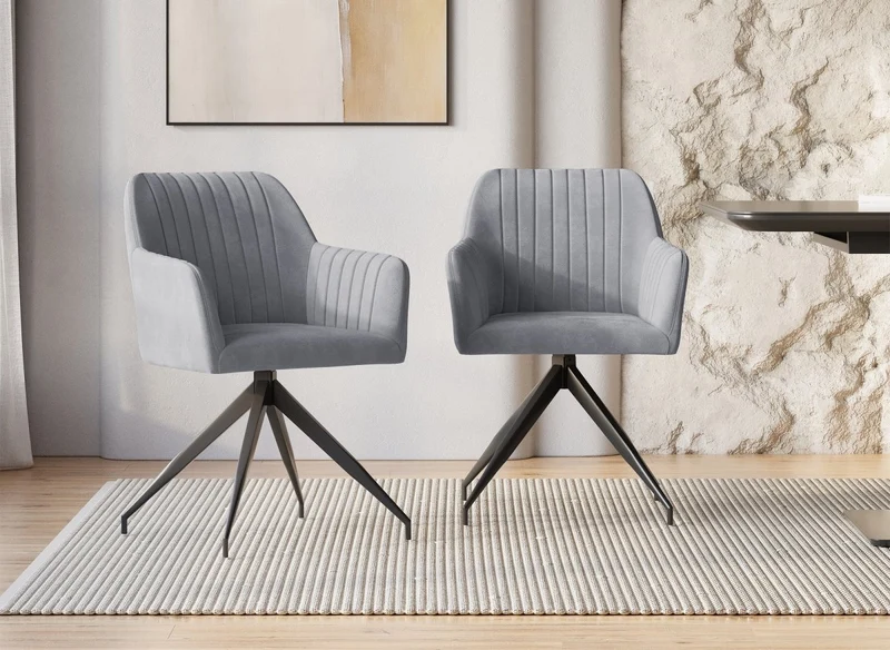 Set di 2 sedie in velluto grigio con gambe in metallo nero RATUS