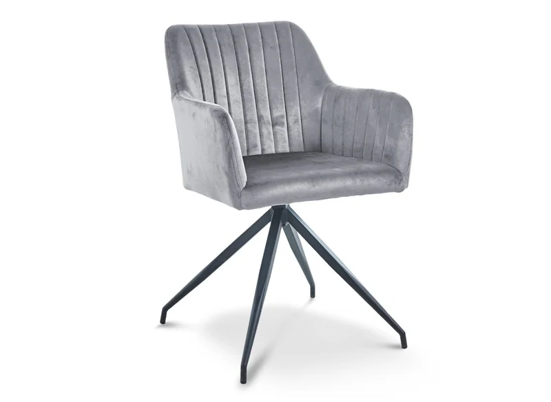 Set di 2 sedie in velluto grigio con gambe in metallo nero RATUS