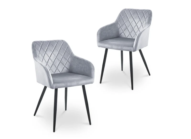 Set di 2 sedie con braccioli in velluto grigio KANA
