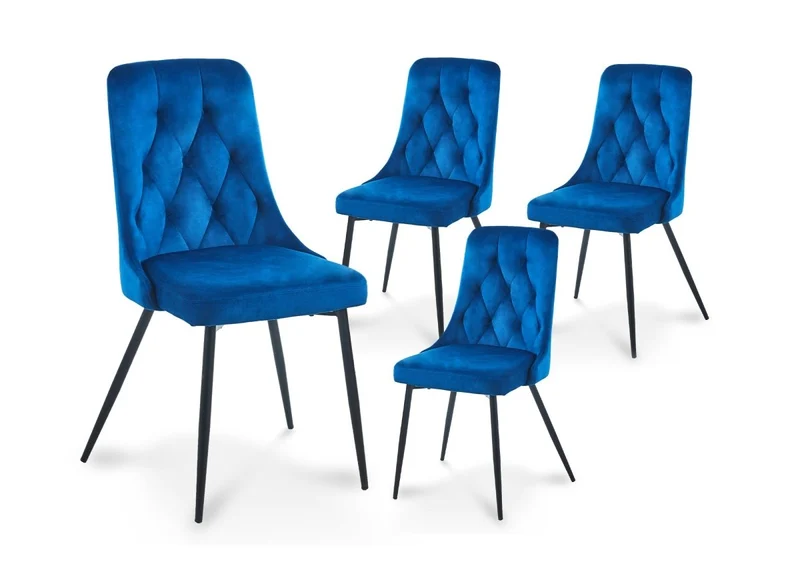 Set di 4 sedie di design in velluto blu OLVEA