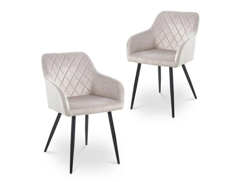 Set di 2 sedie con braccioli in velluto beige KANA
