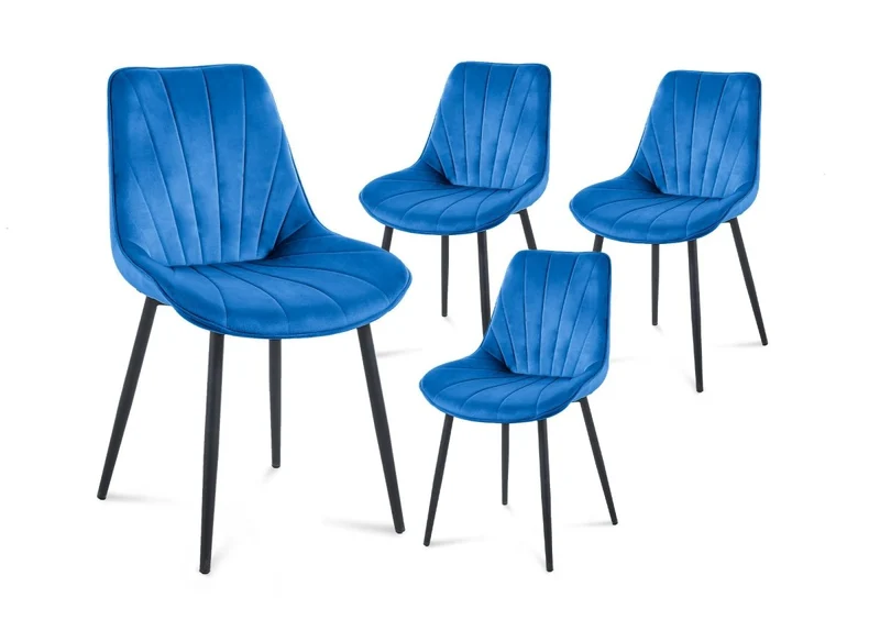 Set di 4 sedie di design in velluto blu ELOVA