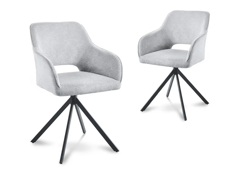 Set di 2 sedie girevoli di design in velluto grigio chiaro CIEL
