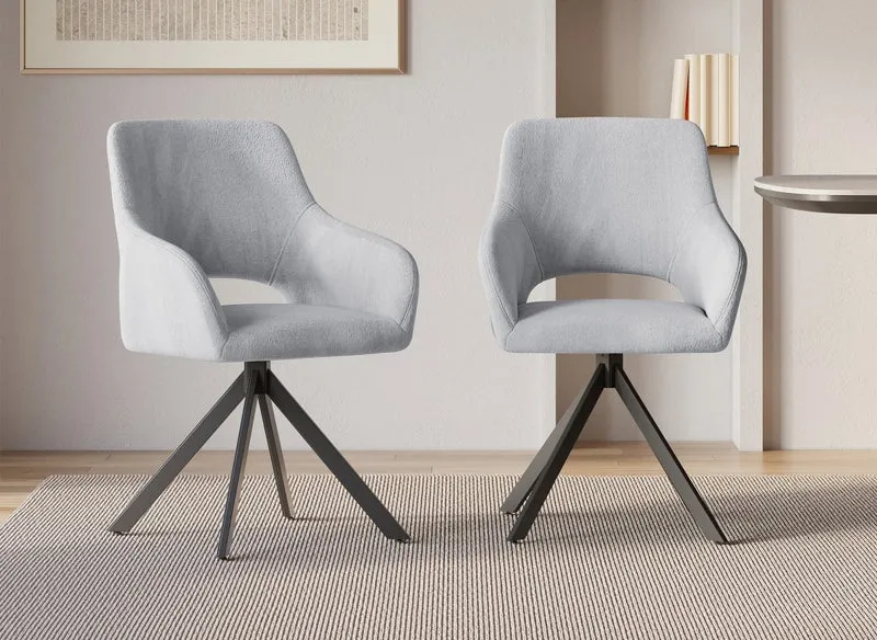 Set di 2 sedie girevoli di design in velluto grigio chiaro CIEL
