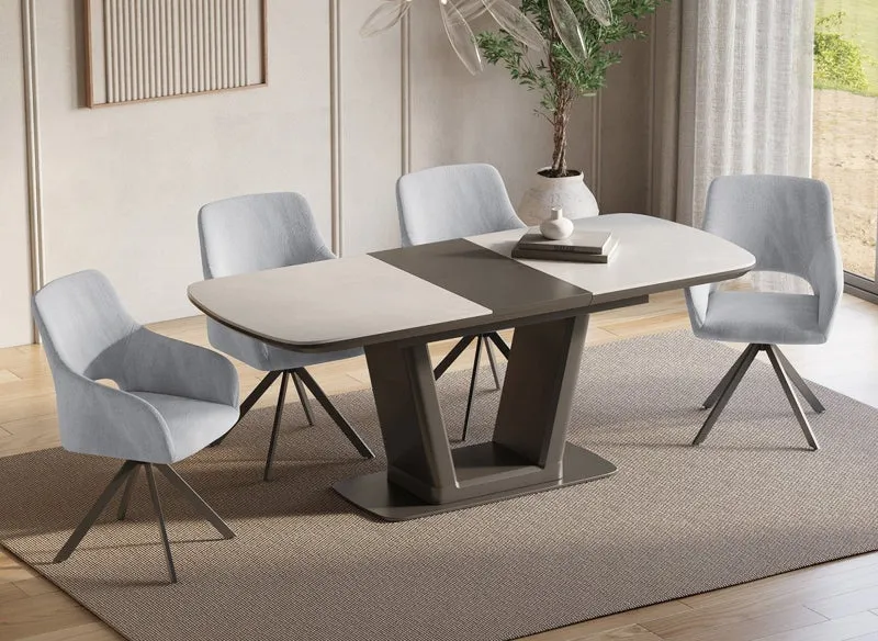 Set di 2 sedie girevoli di design in velluto grigio chiaro CIEL