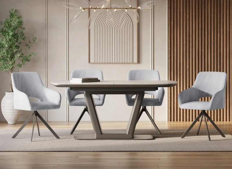 Set di 2 sedie girevoli di design in velluto grigio chiaro CIEL