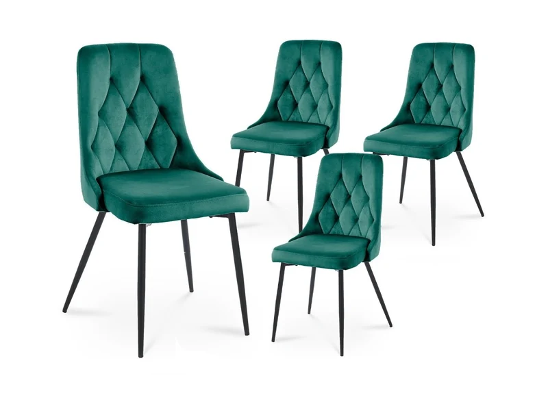 Set di 4 sedie di design in velluto verde OLVEA